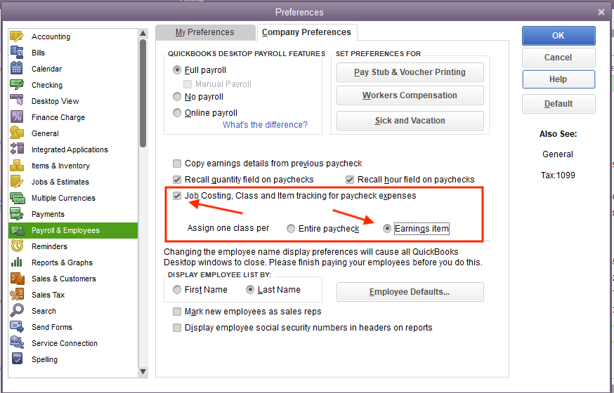 Add the QuickBooks Desktop class to the weekly timesheet