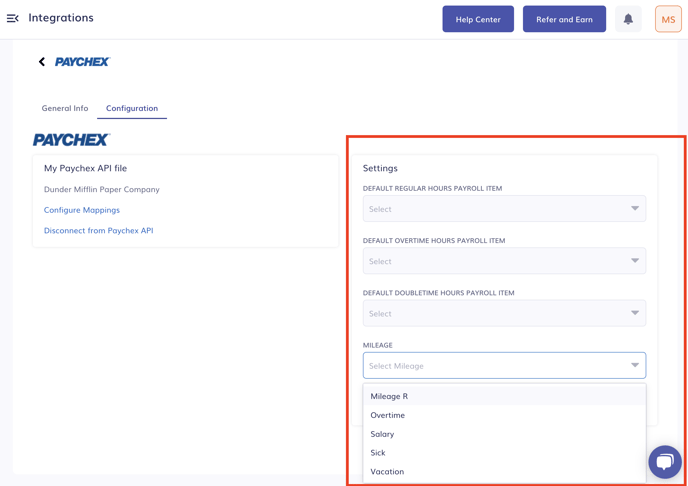 Paychex config pages