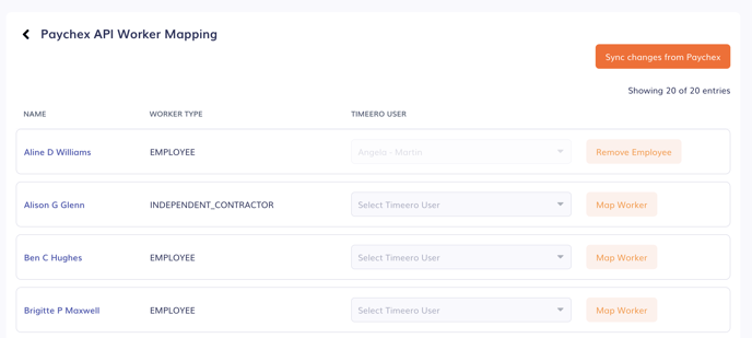 Paychex user mappings