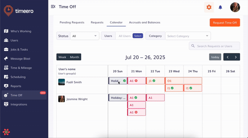 calendar request view