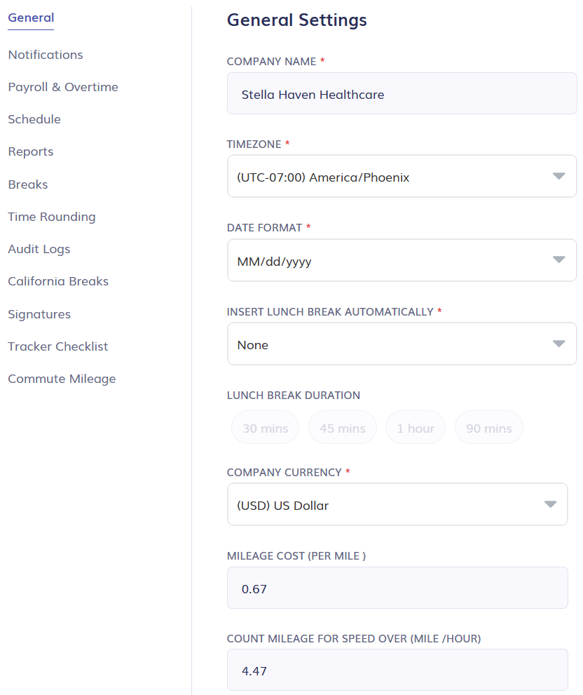 Configuring General Company Settings