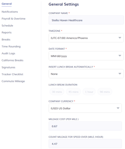 Configuring General Company Settings