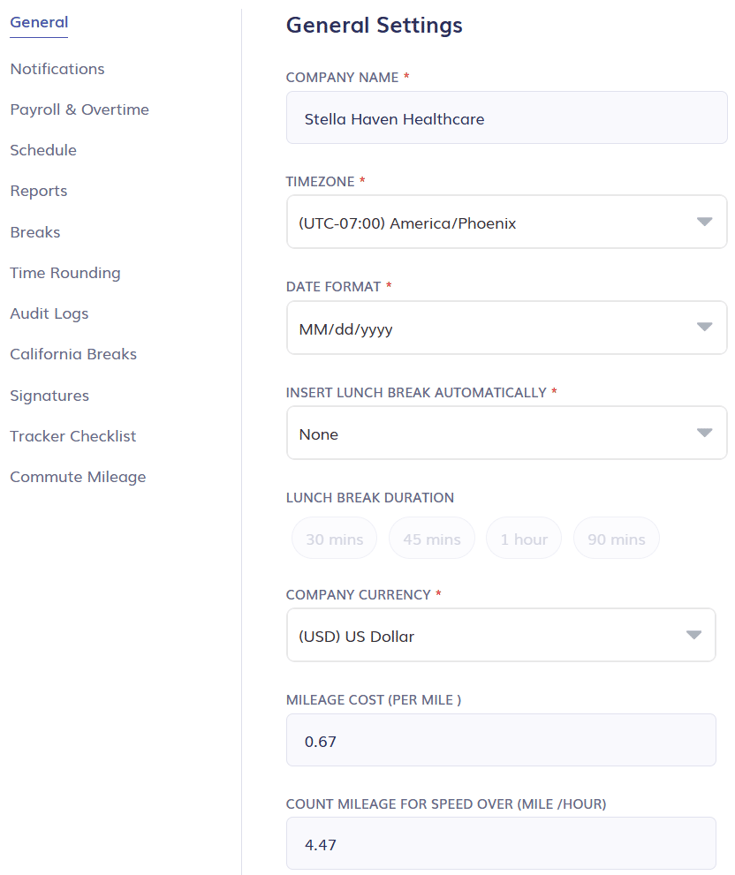 Configuring General Company Settings