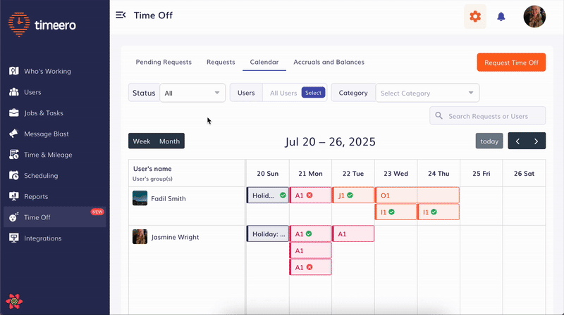 filter calendar